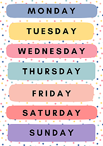 Placa Dias da Semana - Days of Week