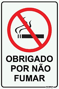 Placa Obrigado por não Fumar