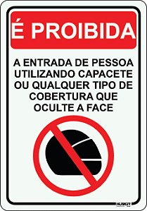 Placa Proibido Entrar com Capacete