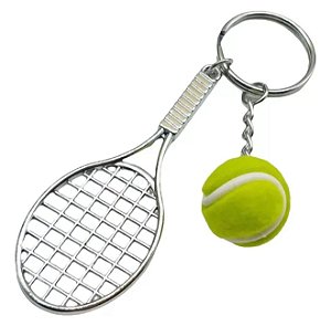 1x Chaveiro Pingente Mini Raquete De Tênis Com Bolinha