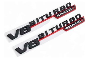 Par Emblema Mercedes V8BiTurbo 4matic+ Gla45 A45 Cla45 C43 A43 Amg