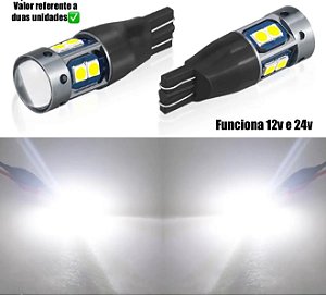 2 Lampadas Pingo T10 24v Led Chip Canbus Canceler (forte 8w) T10 Branca