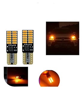 2 Lampadas Pingo T10 24 Led Chip Canbus Canceler (forte 8w) T10 Amarelo
