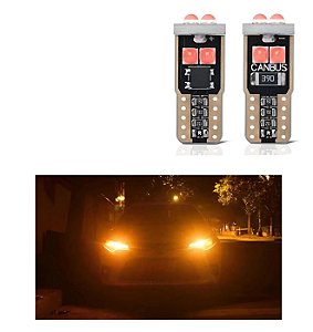2 Lampadas Pingo T10 3 Led Chip Canbus Canceler (forte 8w) T10 Laranja