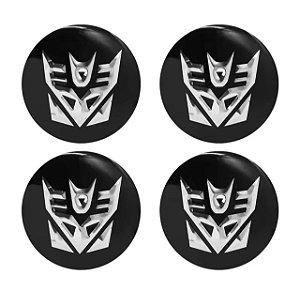 Jogo 4 Emblema Logo Adesivo Roda Transformers 56mm - Preto