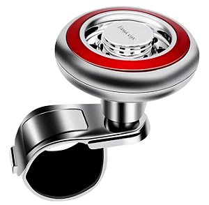 Manopla Manete Volante Pomo Giratorio Ajuda Deficiente- Preta E Prata Liso