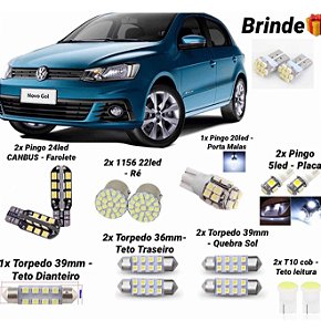 Kit Lâmpada Led Completo Gol Voyage G4 G5 G6 G7 T10 - Torpedo Branca