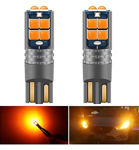 2 Lampadas Pingo t10 10 led Chip Canbus Canceler 12 e 24v LARANJA
