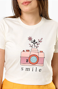 T-SHIRT CAMERA SMILE STRAS - OFF