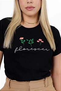 T-SHIRT FLORES FLORESCER - PRETO