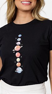 T-SHIRT PLANETAS - PRETO