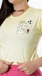 T-SHIRT PEQUENO PRINCIPE BORDADA  - AMARELO BEBE