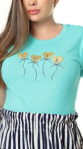 T-SHIRT LOVE BALOES BORDADO - VERDE JADE