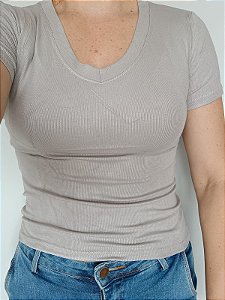 Básica Canelada Juliana Cinza Claro