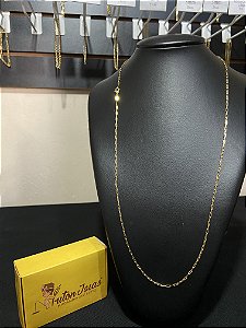 CORRENTE CADEADO QUINA 1,5MM BANHADA A OURO 18K