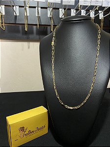 CORRENTE CADEADO QUINA 3,5MM BANHADO A OURO 18K