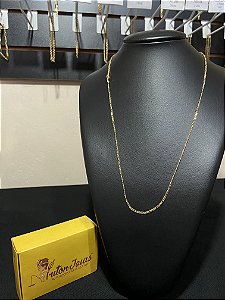 CORRENTE FIGARO 1,5MM BANHADA A OURO 18K