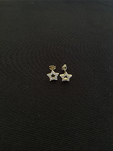 BRINCO FIXO ESTRELA CRAVEJADO CRISTA BANHADO A OURO 18K