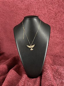 GARGANTILHA ESPÍRITO SANTO CRISTAL BANHADO A OURO 18K