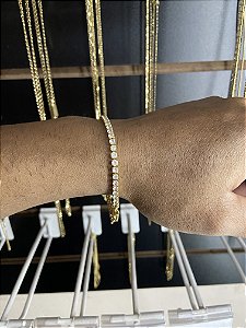 PULSEIRA RIVIERA 3MM BANHADO A OURO 18K