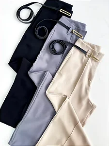 Calça Feminina Pantalona em Alfaiataria com Cinto Natasha Ref. 1013