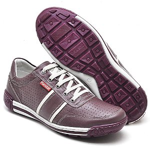 Sapatênis Casual Conforto Couro Vermelho