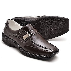 Sapato Conforto Couro Masculino Marrom