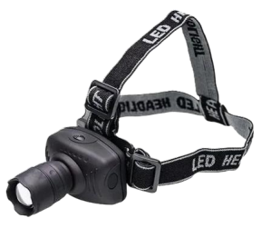 Lanterna de Cabeça 02 Luz baixa, Luz alta e Strobo 3 Pilhas AAA