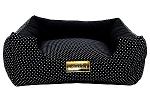 Cama Quadrada para Cachorro ou Gato Luppet Luxo Preto Poa
