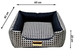 Cama Quadrada para Cachorro ou Gato Luppet Luxo Preto Vime