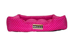Cama Retangular para Cachorro ou Gato Luppet Luxo Rosa Bolinhas Tamanho:G