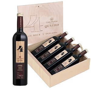 Vinho Tinto Perini Qu4tro 4 Garrafas 750ml + Caixa Madeira