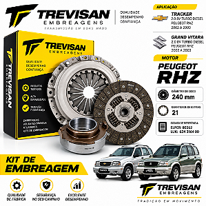 Kit de embreagem Chevrolet Tracker 2.0 8V Turbo Diesel Peugeot RHZ 2002 a 2003