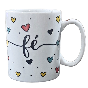 Caneca 300ml - FÉ - Porcelana Decorada