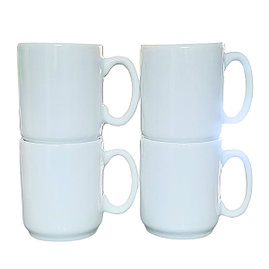 Jogo 4 canecas 150ml - Kit Porcelana branca