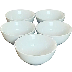 Jogo 5 Tigelas 250ml - Açai - Kit Porcelana branca