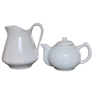 Kit Jarra clássica 700ml e Bule chaleira 400ml - Porcelana Branca