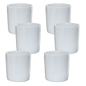 Kit Jogo 6 Copos Shot 50ml Aperitivo / Café - Porcelana Branca