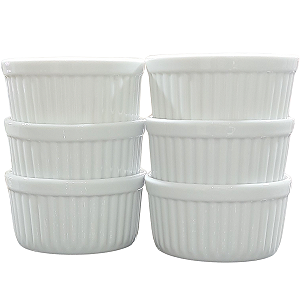 Jogo 6 Ramequim 250ml Forma canelada - Kit Porcelana Branca (2)