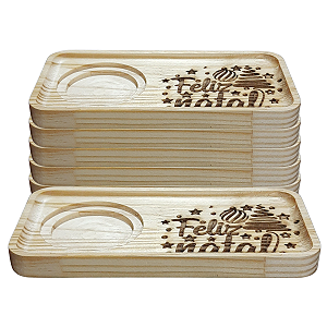 kit Jogo conjunto 6 Pires Ret. p/ servir -Feliz Natal -Pinus