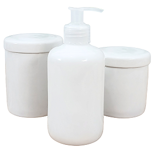 Kit Higiene Bebê Lavabo 3 peças - Porcelana Branca