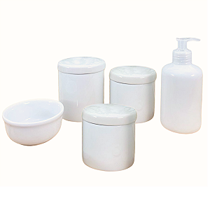 Kit higiene bebê Lavabo 5 pçs Off White - Tudo Porcelana