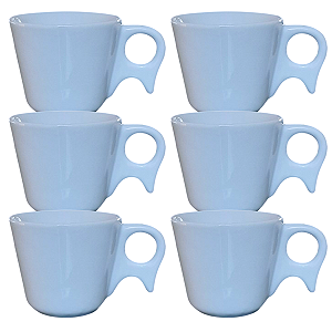 Kit Jogo 6 Xicaras Café/Chá 200ml Cabo Prático - Porcelana Branca