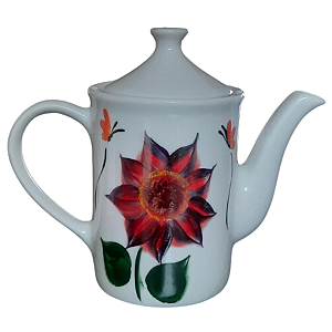 Bule 700ml bico longo Café, Chá, Leite - Porcelana Decorada à Mão