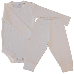 Kit Body infantil Manga Longa Amarelo Canelado RN ao G Algodão Premium