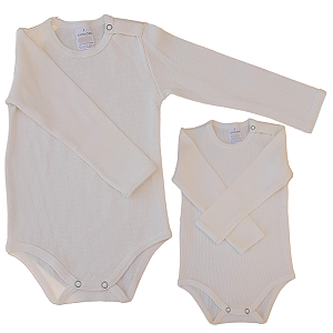 Body infantil Manga Longa Amarelo Canelado RN ao G Algodão Premium