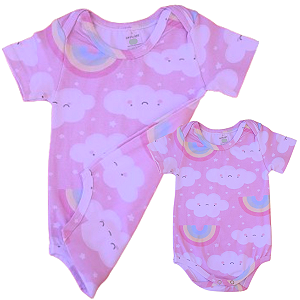 Body infantil Manga Curta Nuvem RN ao G Algodão Premium