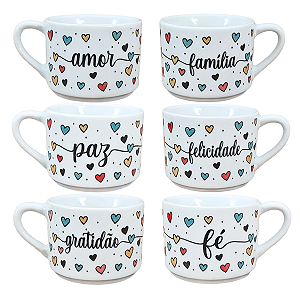 Jogo Xicaras Café Chá 200ml Semi - Empilháveis - Porcelana