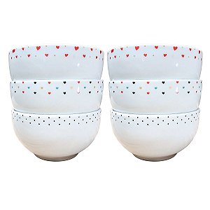 Kit 6 Tigela Bowl Cumbuca Sopa Sorvete 500ml - Porcelana