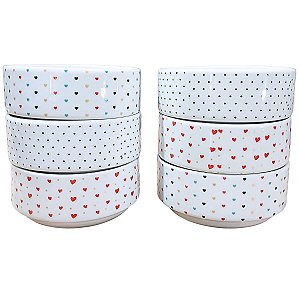 Kit 6 Tigela Bowl Cumbuca Sopa Sorvete 300ml - Porcelana